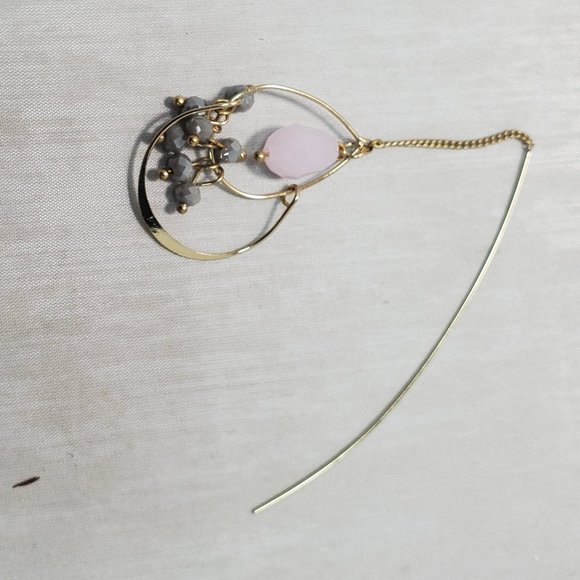 Sophia & Kate gold chain with pink and gray stones v hook earring - Picture 4 of 4